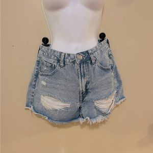 Raw Hem Ripped Denim Shorts